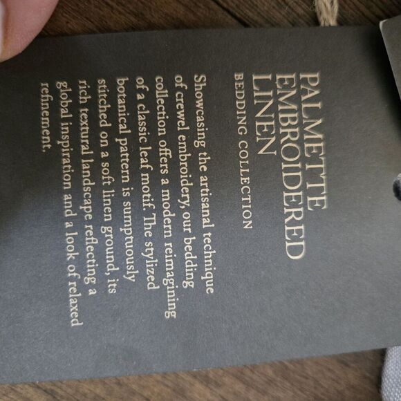 Restoration Hardware Embroidered Palmette Linen KING LOUNGER Sham Grey NEW - Picture 10 of 11